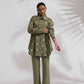 trueBrowns Olive Green Cotton Floral Embroidered Co-ord Set - Swadesiicart