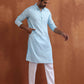 trueBrowns Men's Blue Sequin Chanderi Kurta | Swadesiicart