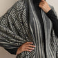 trueBrowns Charcoal Geometric Woollen Stole | Swadesiicart