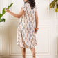 InWeave Off White Orange Black Ikkat Print Round Neck Aline Dress - Swadesiicart