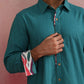 trueBrowns Men's Teal Cotton Shirt | Swadesiicart