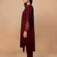 trueBrowns Maroon Embroidered Woollen Phiran Kurta Set | Swadesiicart