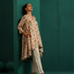 trueBrowns Off white Floral Jaal Muslin Silk Printed High Low Co-ord Set - Swadesiicart