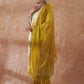 InWeave Women's White Mustard Lurex Leaf Print Patch Gota Kurta Set W Mustard Dupatta - Swadesiicart