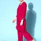 InWeave Women's Fuschia Velvet Kurta Set With Grey Gold Georgette Dupatta - Swadesiicart