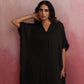 trueBrowns Black Modal Kaftan Kurta Set | Swadesiicart