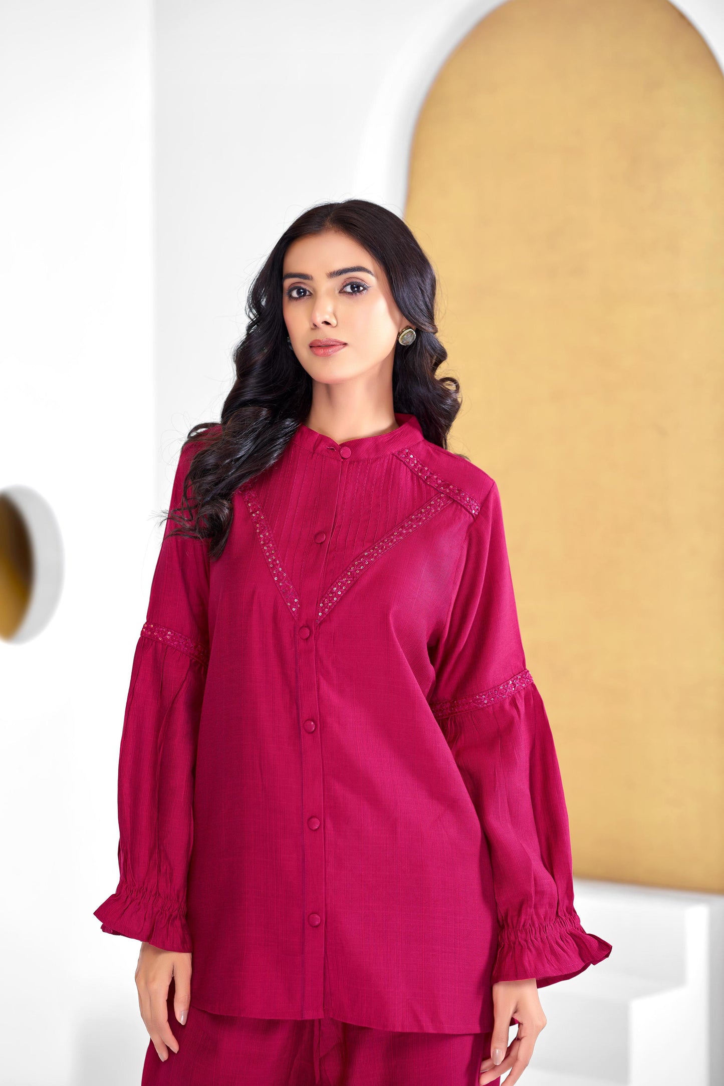 BulBul Mahi Red Co-Ord Set - Swadesiicart