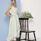 Ahalyaa Women Sea Green Floral Printed Empire Gotta Patti Kurta with Trousers | Swadesiicart