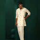 trueBrowns Men's Ivory Blue Multi color Floral Cotton Co-ord Set - Swadesiicart