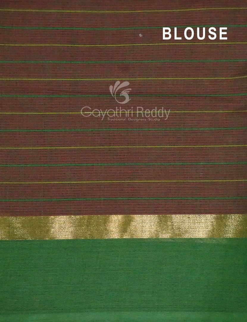 Maroon With Checks Pure Mangalgiri Cotton Saree By Gayathri Reddy Designer Studio | Swadesiicart