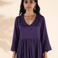 trueBrowns Purple Viscose Dobby Slit Kurta Pant Set | Swadesiicart