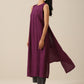 trueBrowns Plum Purple Slub Texture Sleeveless Kurta Pant Set | Swadesiicart