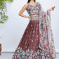 House of Panchhi Rose Gold Pure Georgette Sequins And Thread Embroidery Lehenga Choli & Dupatta | Swadesiicart