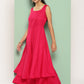InWeave Women's Fuchsia Sleeveless Kurta Set W Navy Floral Or Dupatta - Swadesiicart