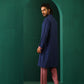 trueBrowns Men's Blue Silk Long Kurta | Swadesiicart