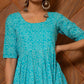 Pomcha Jaipur Bandhej Blue Cotton Anarkali Set | Swadesiicart