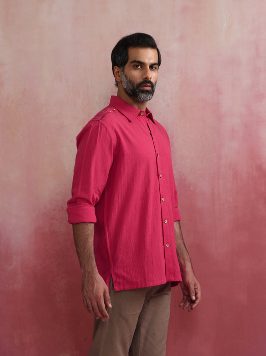 trueBrowns Men's Pink Cotton Shirt | Swadesiicart
