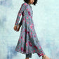 trueBrowns Grey Printed Velvet Anarkali Kurta | Swadesiicart