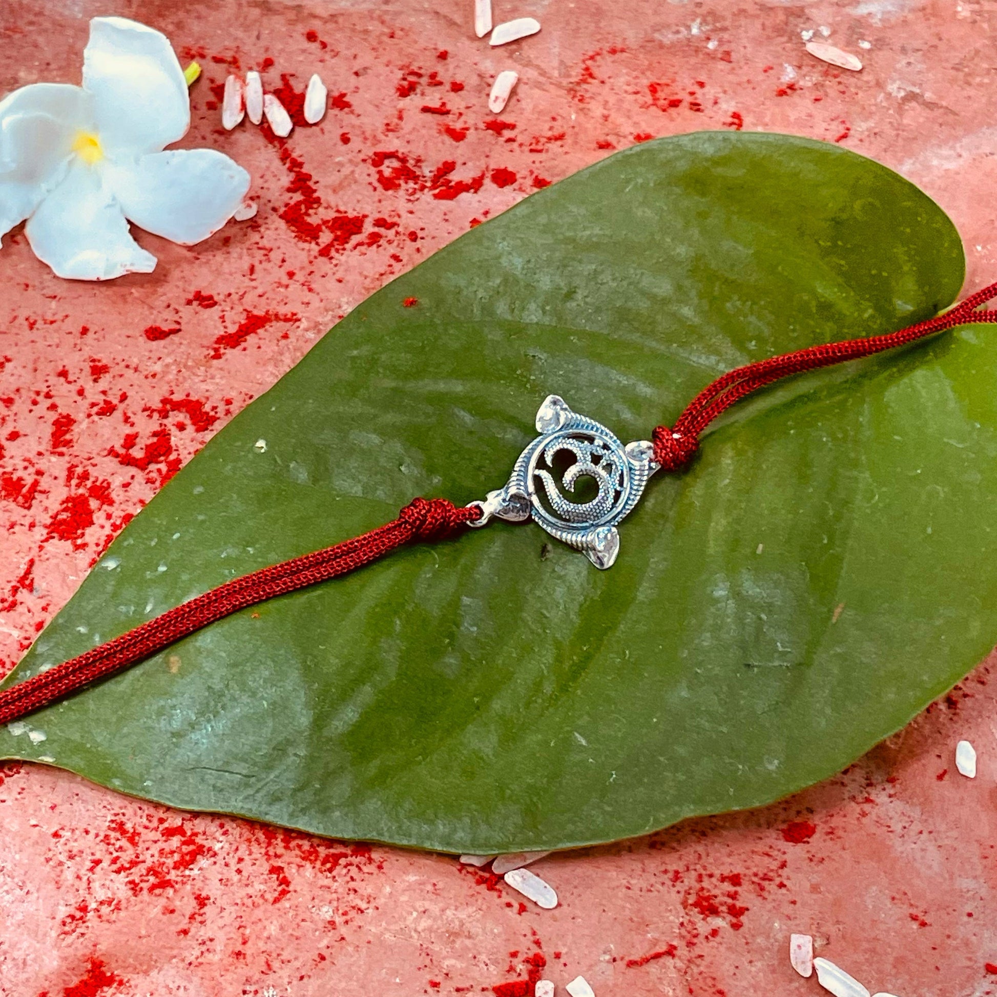 trueBrowns 925 Sterling Silver Textured Om Thread Rakhi | Swadesiicart