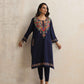 trueBrowns Blue Kashmiri Floral Embroidered Woollen Phiran Kurta | Swadesiicart