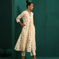 trueBrowns Ivory Multi Color Floral Cotton Front Gathered Kurta Pant Set | Swadesiicart