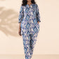 trueBrowns Blue Cotton Ikat Relaxed Co-ord Set - Swadesiicart