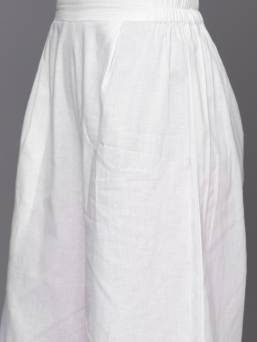 Ahalyaa Floral Embroidered Gotta Patti Pure Cotton Kurta With Palazzos & Dupatta | Swadesiicart