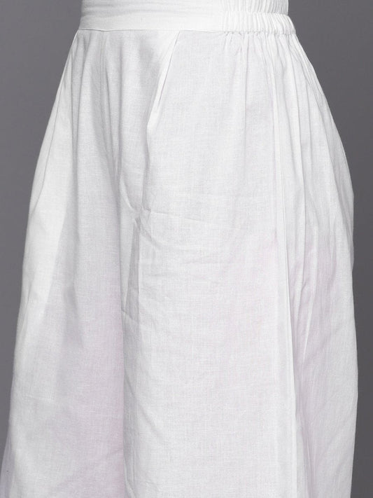Ahalyaa Floral Embroidered Gotta Patti Pure Cotton Kurta With Palazzos & Dupatta | Swadesiicart