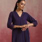 trueBrowns Purple Cotton Dobby Kurta Set | Swadesiicart