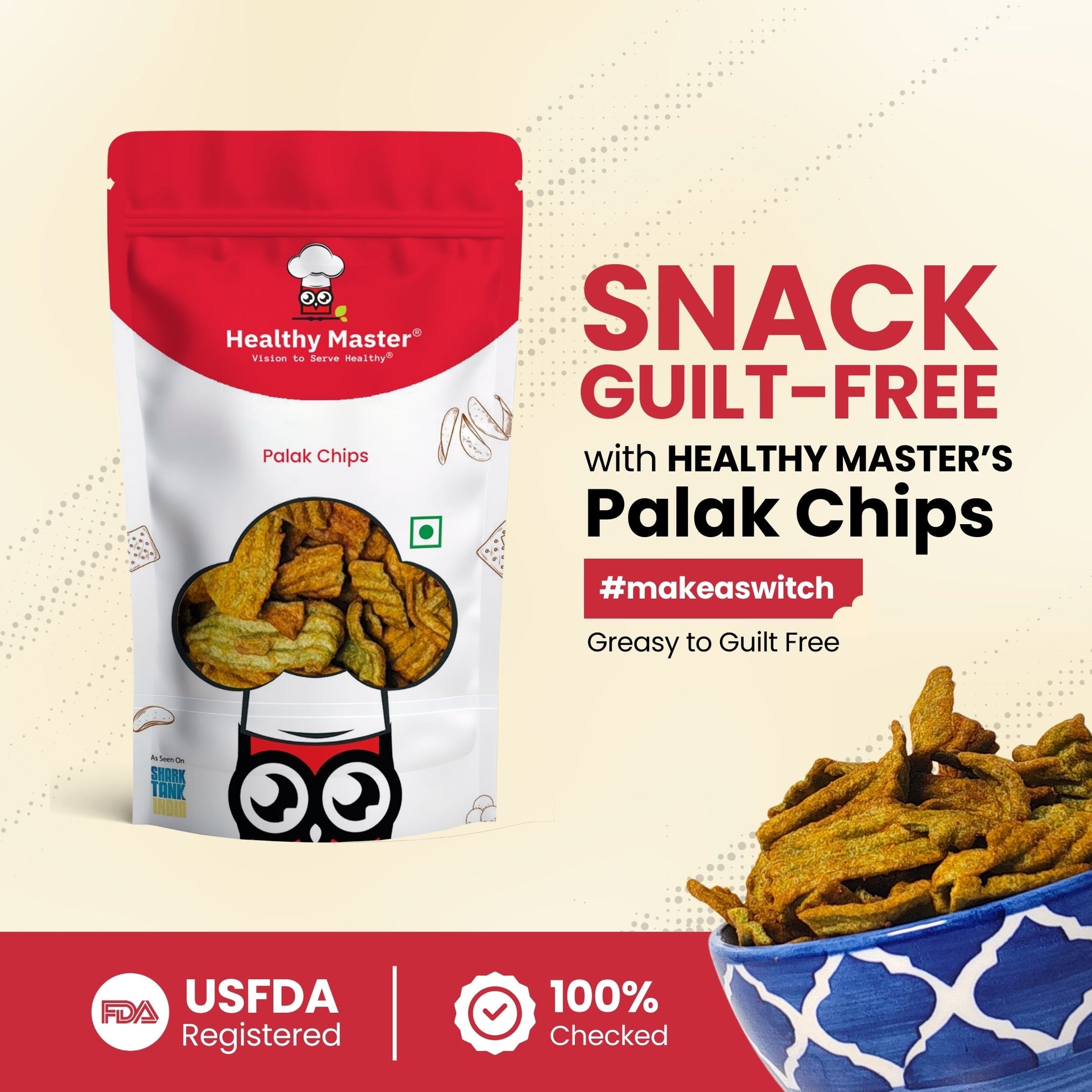 Healthy Master Light & Crispy Palak Chips | Spinach Chips - Swadesiicart
