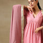 trueBrowns Light Mauve Bandhani Printed Silk Flared Kurta Pant Dupatta Set | Swadesiicart