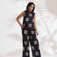 trueBrowns Black Cotton Print Top & Flared Pants Co-ord Set - Swadesiicart