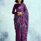 trueBrowns Wine Printed Velvet Ready to Wear Saree | Swadesiicart