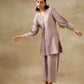 trueBrowns Grey Textured Silk Neck Pleat Co-Ord Set - Swadesiicart