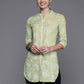 Ahalyaa Mandarin Collar Floral Printed Tunic with Lace Inserts Detail | Swadesiicart