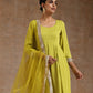 trueBrowns Lime Modal Satin Anarkali Set | Swadesiicart