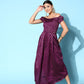 InWeave Women's Wine Brocade Dress - Swadesiicart