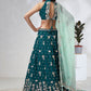 House of Panchhi Green Pure Georgette Sequins And Thread Embroidery Lehenga Choli & Dupatta | Swadesiicart