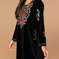 trueBrowns Black Velvet Embroidered Kurta Set | Swadesiicart