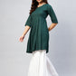 InWeave Women's Dark Green Short Anarkali Kurta - Swadesiicart