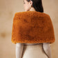 InWeave Women's Carrot Orange Long Faux Fur Cape - Swadesiicart