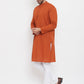 Even Apparels Rust Pure Cotton Kurta With Band Collar | Swadesiicart