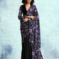 trueBrowns Black Printed Velvet Ready to Wear Saree | Swadesiicart