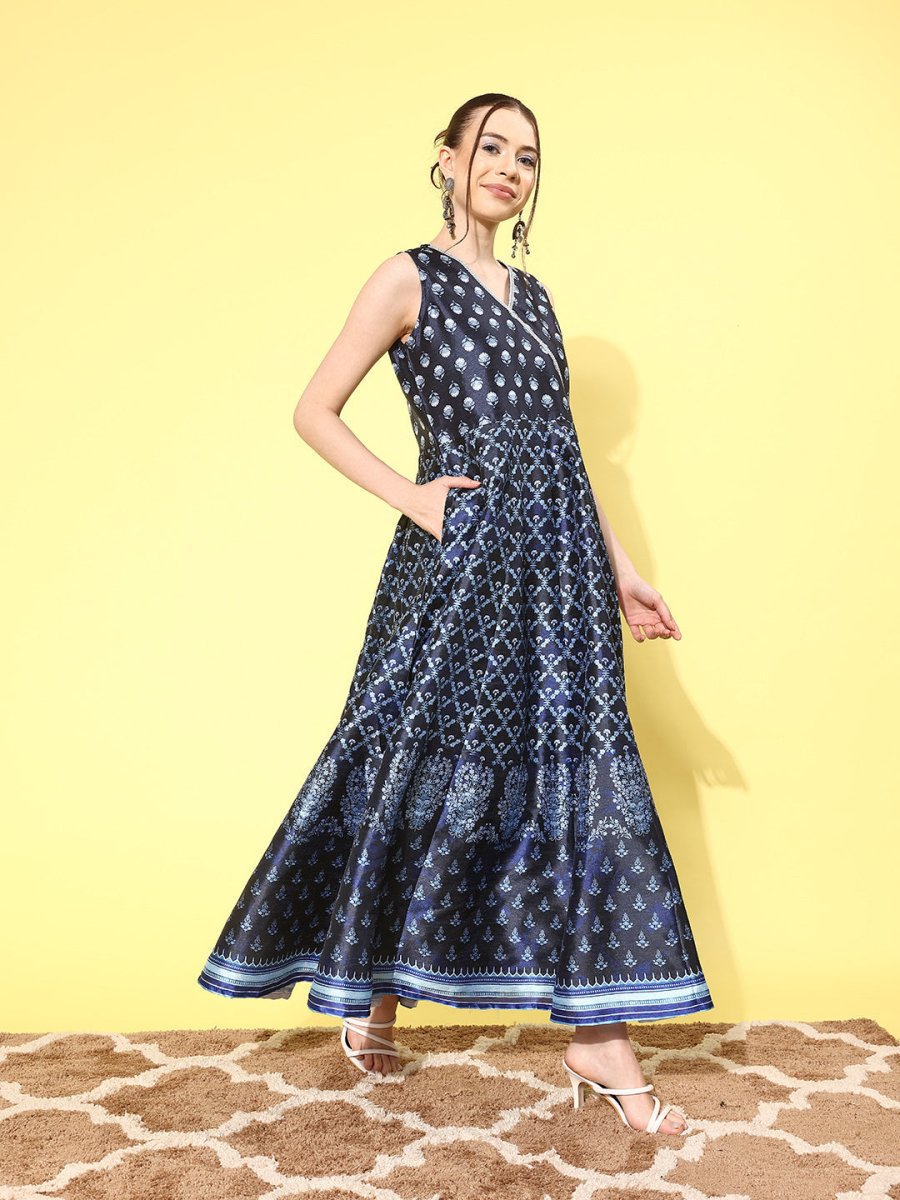 Ahalyaa Floral Printed Maxi Ethnic Dress | Swadesiicart