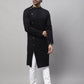 Even Apparels Black Sherwani Kurta With Asymetrical Cut | Swadesiicart