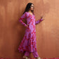 trueBrowns Purple Print A-line Kurta Set | Swadesiicart