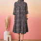 InWeave Black Maroon Ajrakh Foil Collar Flared Dress - Swadesiicart