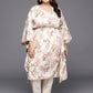 Ahalyaa Plus Size Floral Printed Flared Sleeves Kaftan Kurta | Swadesiicart