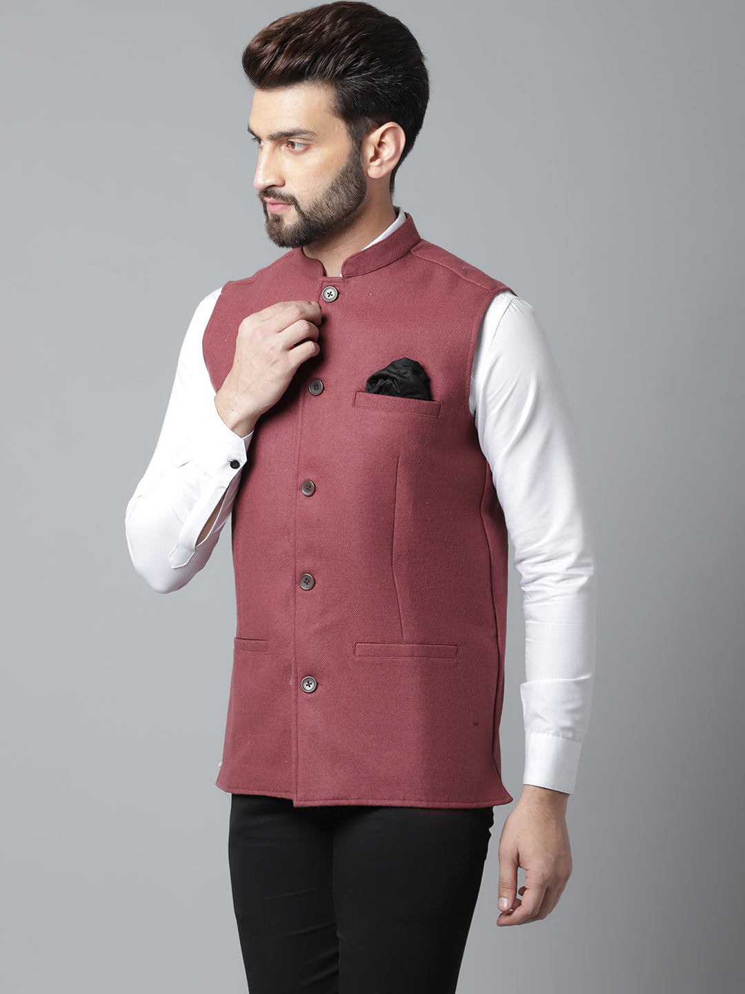 Even Apparels Men's Brown Pure Wool Nehru Jacket | Swadesiicart