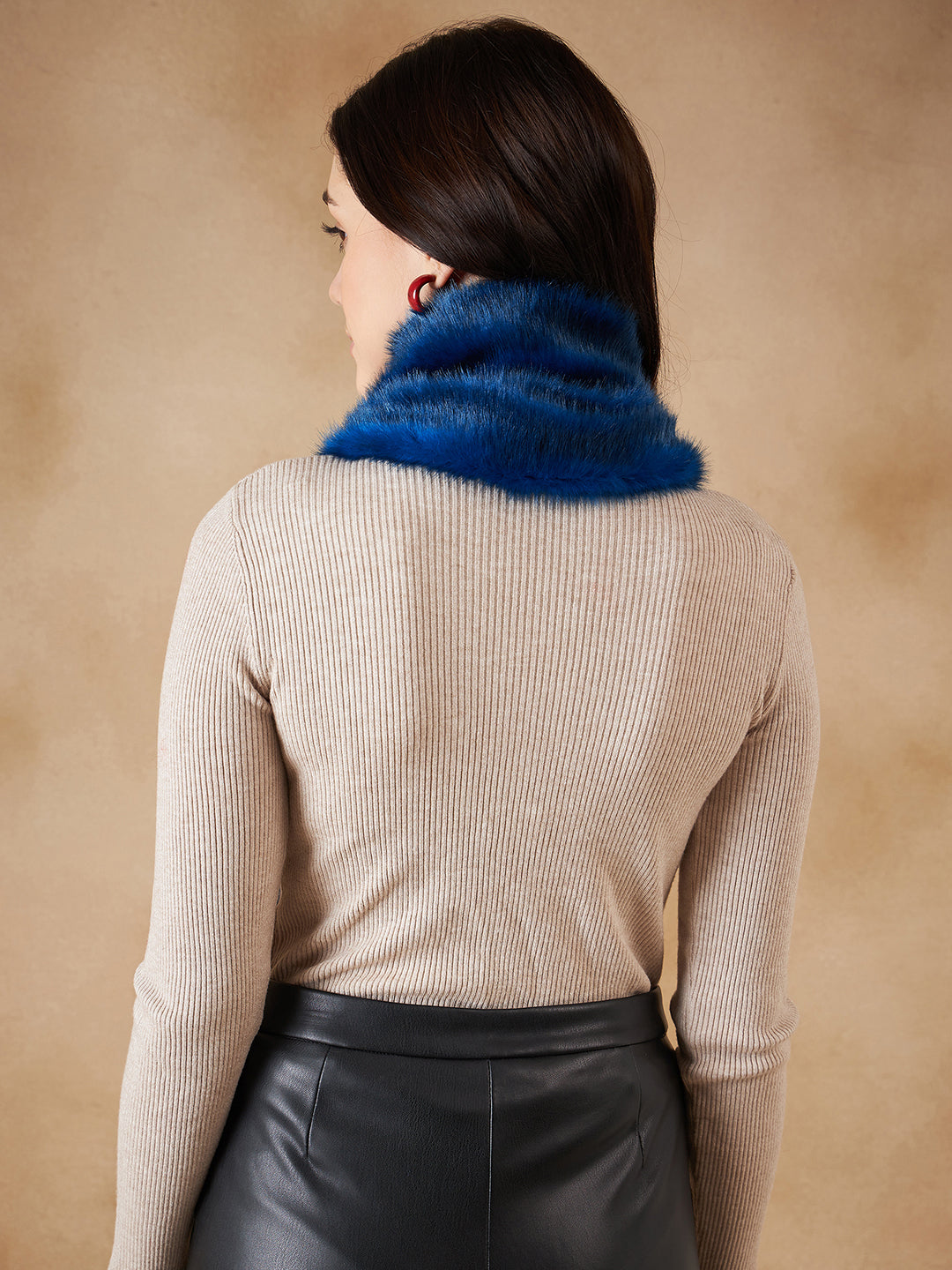 InWeave Women's Royal Blue Faux Fur Neck Warmer - Swadesiicart